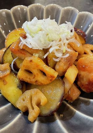 時短！鶏と蓮根とさつまいもの甘酢炒め-レシピのメイン写真