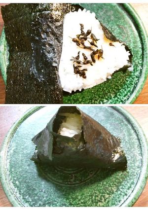 鮒寿司（鮒ずし）の飯と梅干おむすび　-レシピのメイン写真