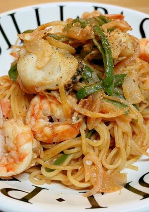*蒸しホタテとエビのナポリタン*-レシピのメイン写真