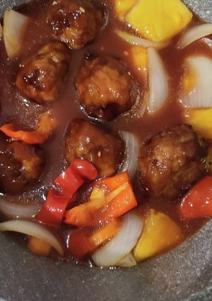 スーパーお惣菜 黒酢肉団子で酢豚もどき-レシピのメイン写真