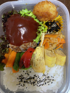 頑張るパパへ㉛丸ごとハンバーグ弁当-レシピのメイン写真