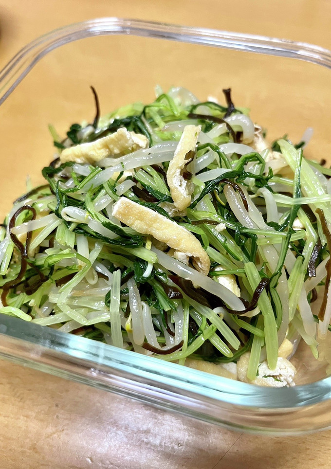 水菜ともやしと薄揚げの塩昆布和え-レシピのメイン写真
