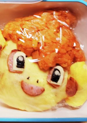 ヒコザル♪ポケモンオムライスキャラ弁-レシピのメイン写真