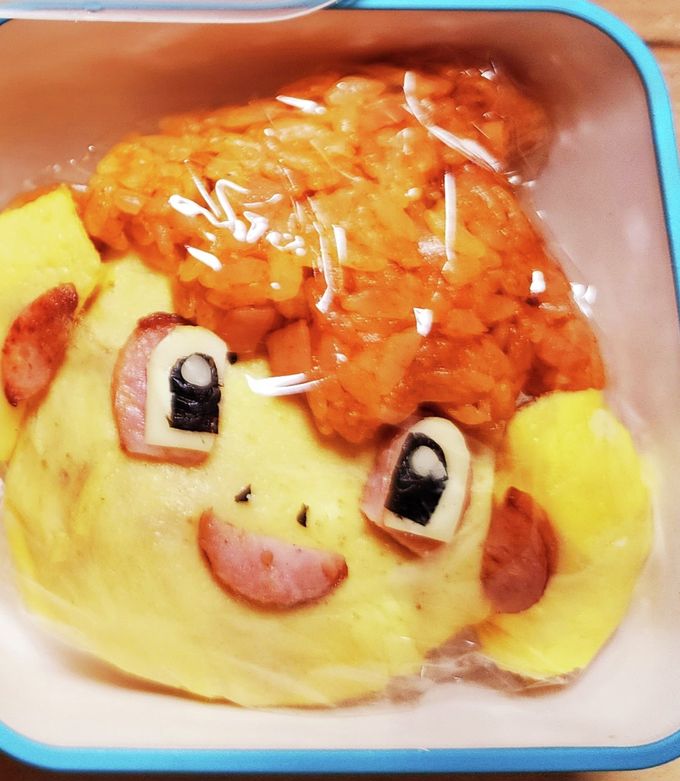 ヒコザル♪ポケモンオムライスキャラ弁-レシピのメイン写真