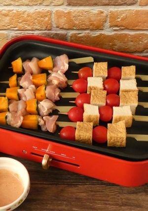 ホットプレート★鶏肉と厚揚げの串焼き-レシピのメイン写真
