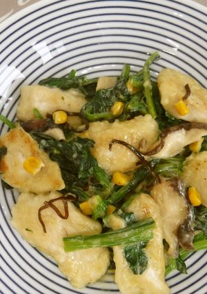 ほうれん草のチキンマヨネーズ炒め（主菜）-レシピのメイン写真