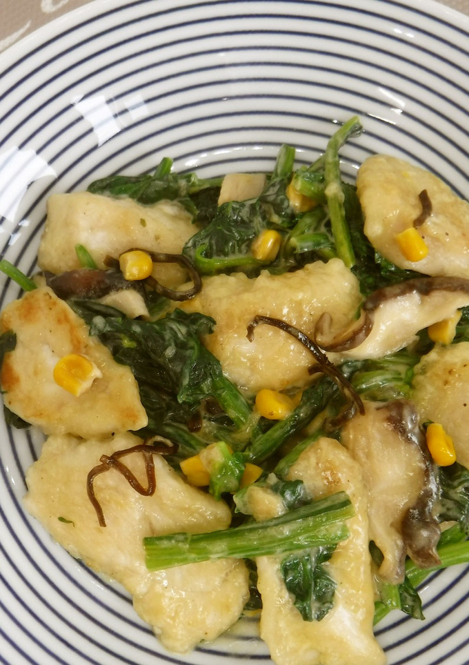 ほうれん草のチキンマヨネーズ炒め（主菜）-レシピのメイン写真