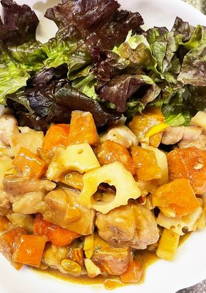 美味しい♡れんこん 鶏肉の 柿炒め-レシピのメイン写真