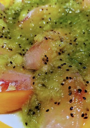柿と白身魚のキウイソース掛け-レシピのメイン写真