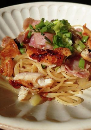 秋のきのこと手羽中&生ハムのパスタ-レシピのメイン写真