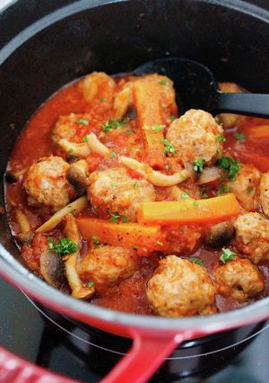ミートボールときのこのトマト煮込み♩-レシピのメイン写真