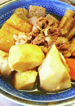 根菜が美味しい 牛肉ゴボウ里芋の煮物-レシピのメイン写真