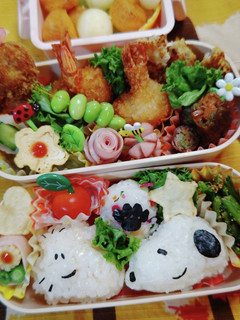 ニコニコお弁当♪スヌーピーと海老フライ-レシピのメイン写真