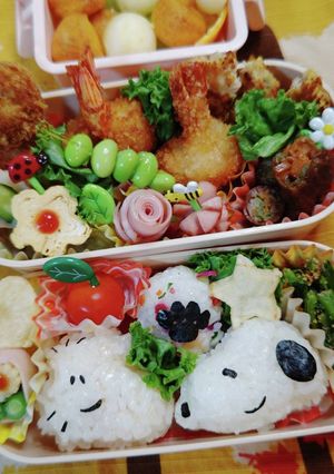 ニコニコお弁当♪スヌーピーと海老フライ-レシピのメイン写真