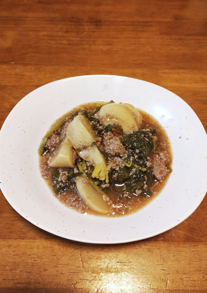 梨湖の簡単！麺つゆだけ！かぶのそぼろあん-レシピのメイン写真