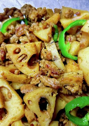 レンコンであと1品！挽肉入りカレー炒め-レシピのメイン写真
