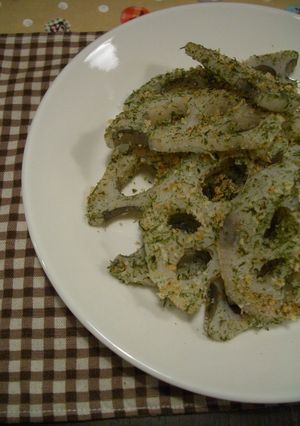 レンコンの青海苔パン粉焼き。-レシピのメイン写真