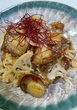 蓮根とホタテのバター醤油炒め-レシピのメイン写真