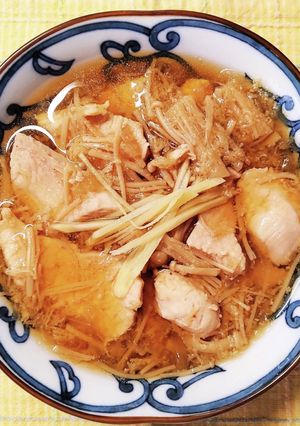 エノキと 玉ねぎ 鶏むね肉の中華スープ❀-レシピのメイン写真