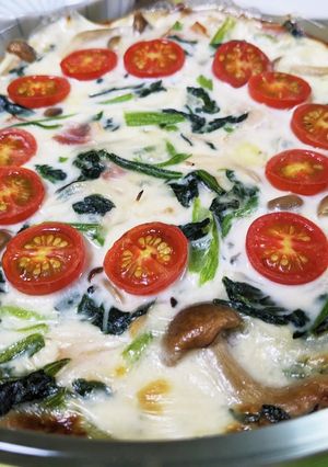 法蓮草とミニトマトで♪クリスマスグラタン-レシピのメイン写真