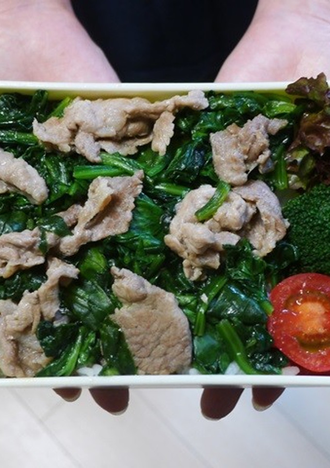 レンジで簡単★豚肉とほうれん草の丼弁当-レシピのメイン写真