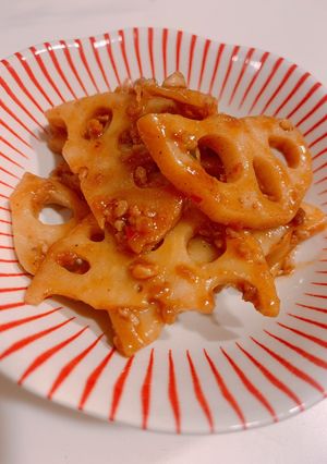 エバラ簡単プチっと汁なし坦々れんこん-レシピのメイン写真