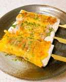 はんぺんのしそ豚バラ巻きのチーズ焼き