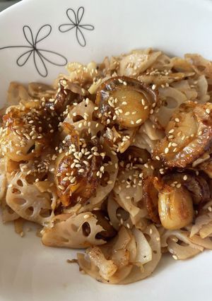 ベビーホタテとれんこんのバター醤油-レシピのメイン写真