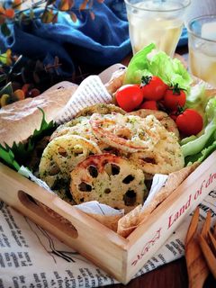 簡単おつまみ☆れんこん唐揚げ海苔塩味。-レシピのメイン写真