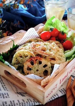 簡単おつまみ☆れんこん唐揚げ海苔塩味。-レシピのメイン写真