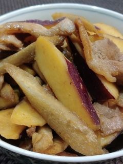 豚肉とさつまいもとゴボウの甘辛煮-レシピのメイン写真