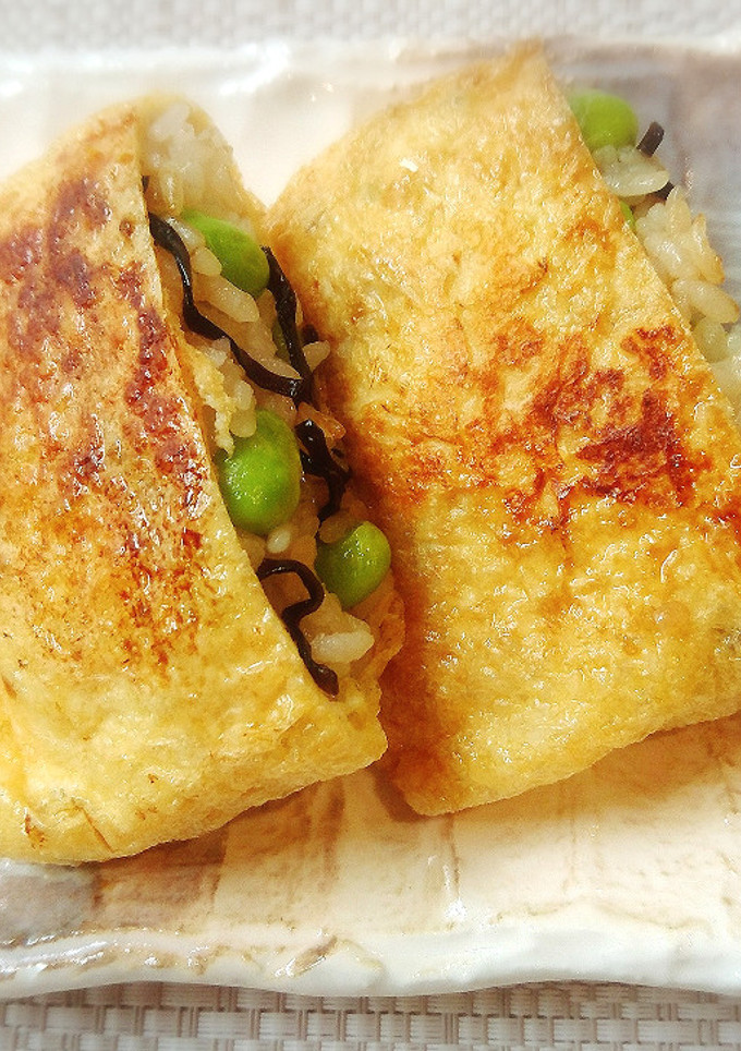 枝豆と塩昆布の焼きいなり-レシピのメイン写真