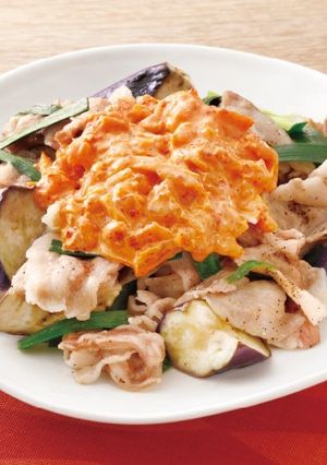 豚肉となすのレンジ蒸し キムチマヨソース-レシピのメイン写真