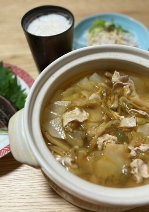 大根と豚バラ肉とザーサイのお鍋-レシピのメイン写真