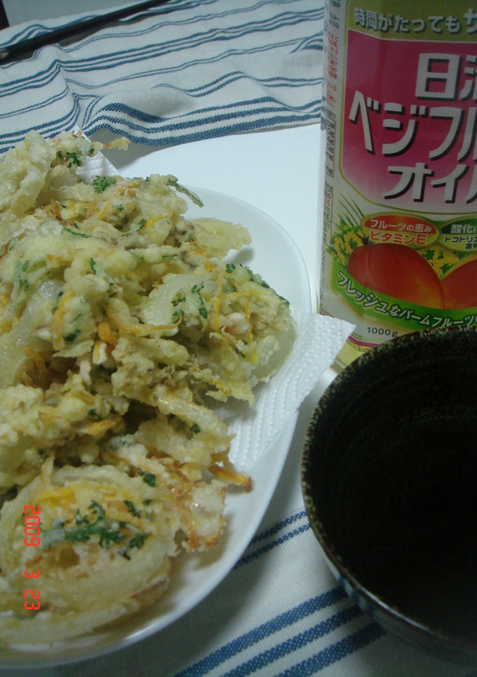 甘い～☆新玉と貝のかき揚げ-レシピのメイン写真