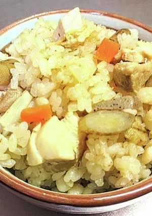 白だしで簡単 鳥とごぼうの炊き込みご飯-レシピのメイン写真