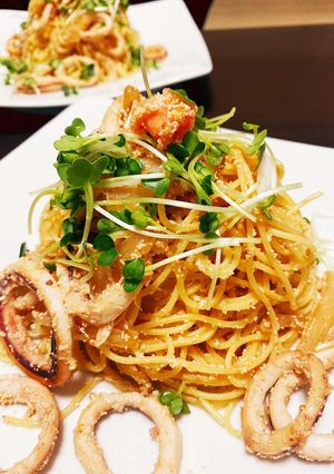 焼きたらことイカマヨネーズのパスタ-レシピのメイン写真