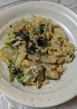 簡単！白菜とほうれん草の卵入り炒め-レシピのメイン写真