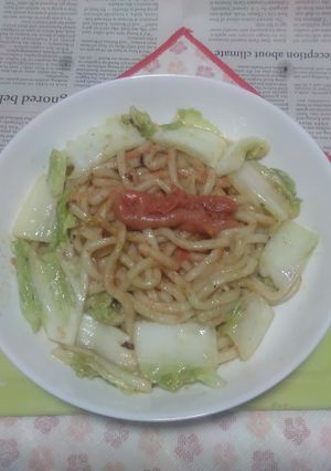 白菜+甘口たらこの焼きうどん-レシピのメイン写真