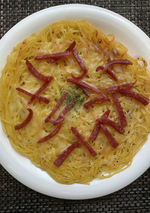 パスタを生地にピリとろピザ-レシピのメイン写真