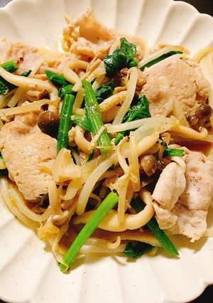 豚肉、ほうれん草、しめじ、もやしの炒め物-レシピのメイン写真