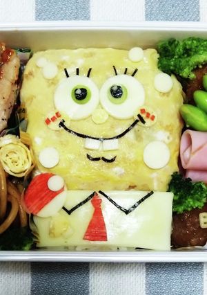 スポンジボブ　キャラ弁　卓球ラケット-レシピのメイン写真
