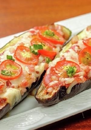 レンジで簡単！なすまるごとピザ-レシピのメイン写真