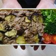 電子レンジで簡単★なすと牛肉の丼弁当