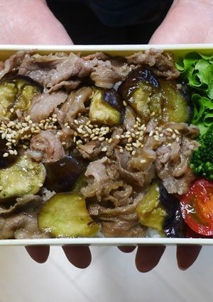 電子レンジで簡単★なすと牛肉の丼弁当-レシピのメイン写真