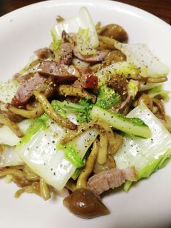 鴨、白菜、なめこのバター醤油炒め-レシピのメイン写真