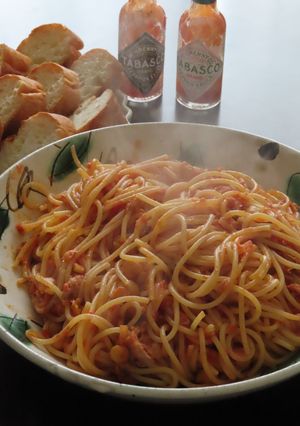 ひよこ豆とツナのトマトソーススパゲティー-レシピのメイン写真