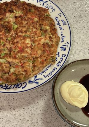 ひき肉と強力粉で作るお好み焼き-レシピのメイン写真