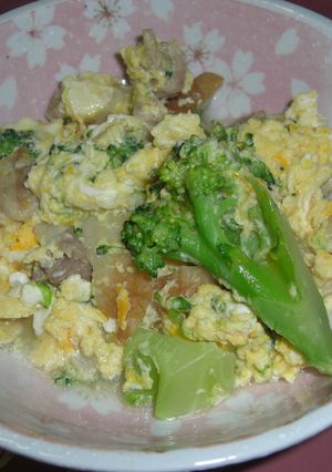 ブロッコリーとちくわ鶏肉の卵とじ-レシピのメイン写真