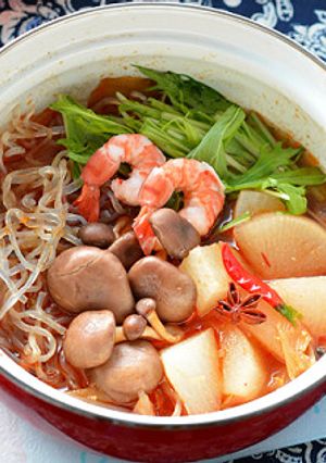 あさりだし鍋の〆は辛くてうまい麻辣火鍋風-レシピのメイン写真